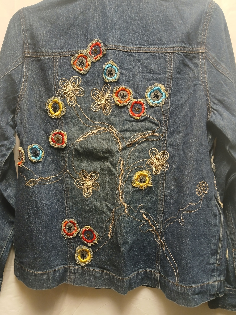 Christopher & Banks Denim Floral Embroidered Women's Jacket - Blue